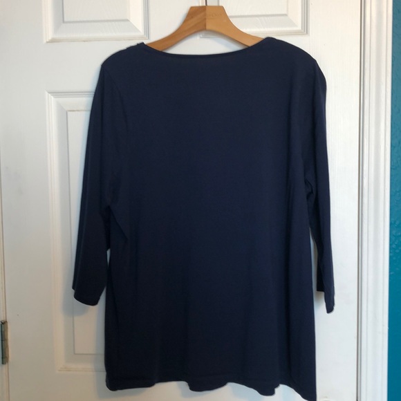 Size 2X Coldwater Creek blue/sequin collar shirt - Picture 2 of 4